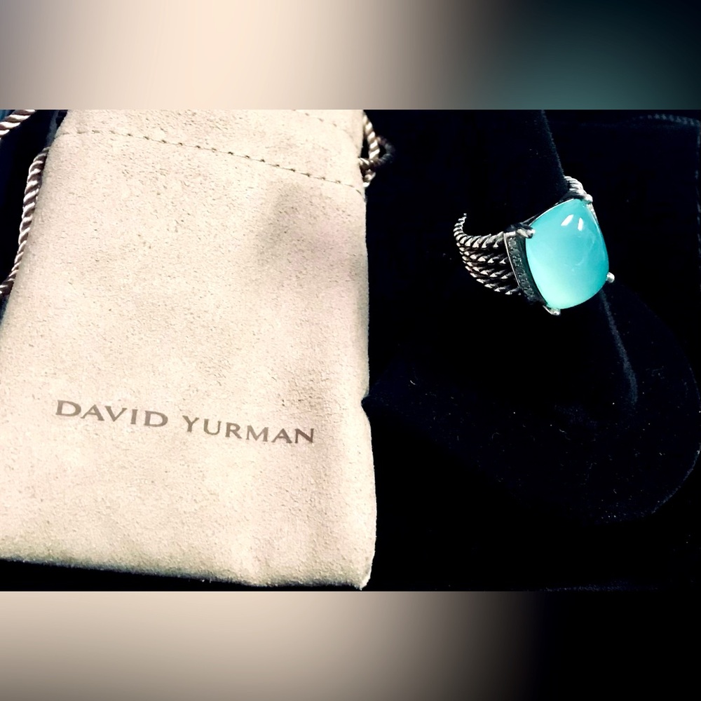 David Yurman Aqua Chalcedony Stone Ring Size 7